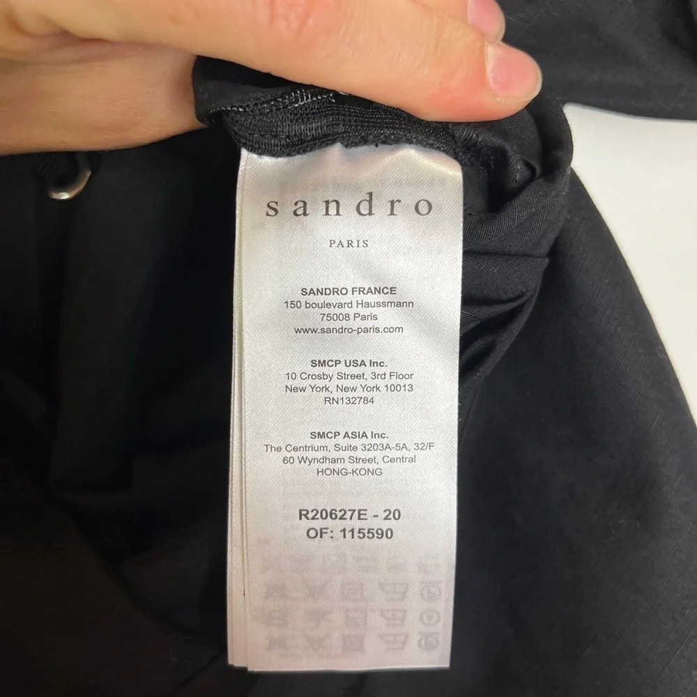 NWT Sandro Clara Lace-Up Black Mini Dress Linen FR 40 US 8 Gothic Academia LBD - Picture 5 of 14